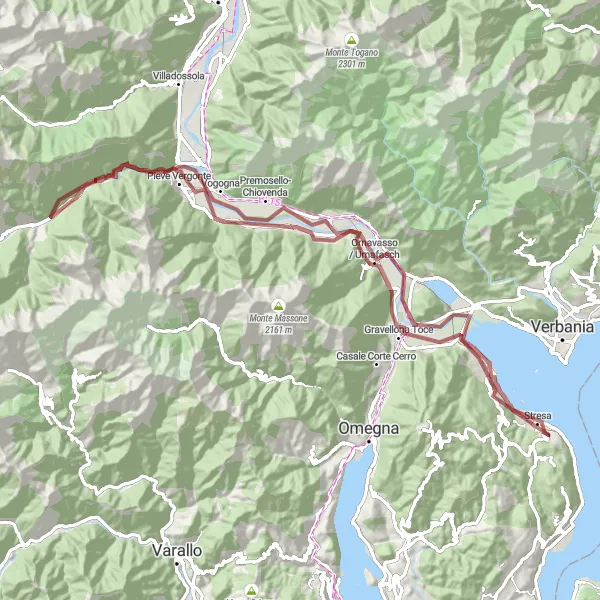 Map miniature of "The Off-Road Adventure" cycling inspiration in Piemonte, Italy. Generated by Tarmacs.app cycling route planner
