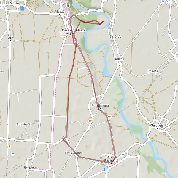 Map miniature of "Torrazza Tour" cycling inspiration in Piemonte, Italy. Generated by Tarmacs.app cycling route planner