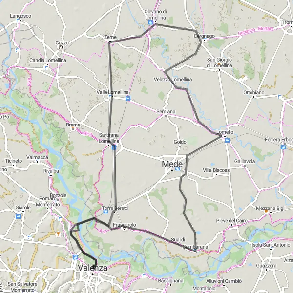 Miniaturní mapa "Kolečko po Piemontu" inspirace pro cyklisty v oblasti Piemonte, Italy. Vytvořeno pomocí plánovače tras Tarmacs.app