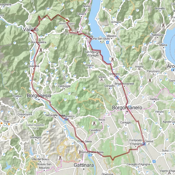 Karten-Miniaturansicht der Radinspiration "Gravel-Abenteuer durch die Landschaft bei Varallo" in Piemonte, Italy. Erstellt vom Tarmacs.app-Routenplaner für Radtouren