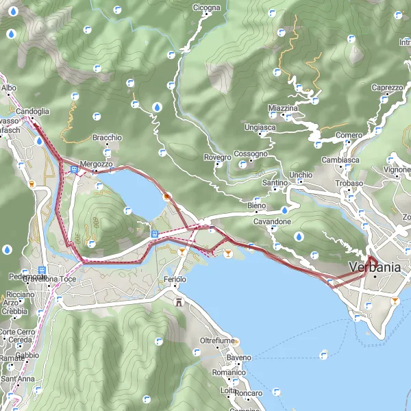 Mapa miniatúra "Gravelová trasa okolo Suny" cyklistická inšpirácia v Piemonte, Italy. Vygenerované cyklistickým plánovačom trás Tarmacs.app
