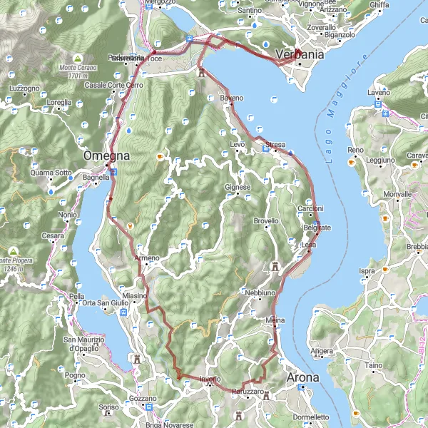 Map miniature of "Lake View Gravel Loop" cycling inspiration in Piemonte, Italy. Generated by Tarmacs.app cycling route planner