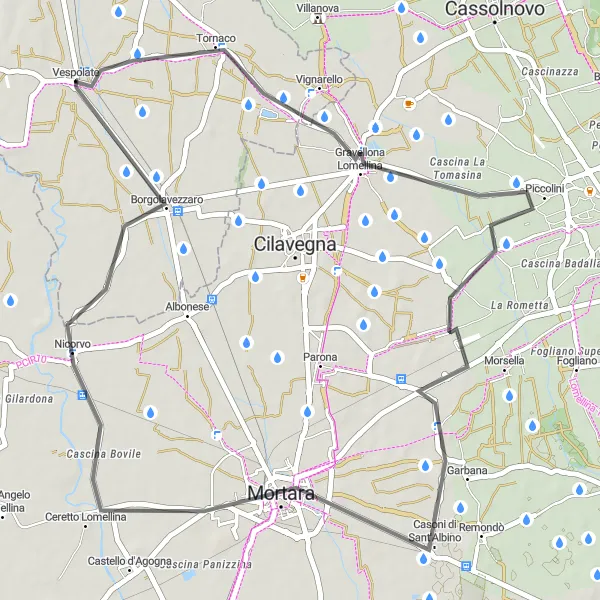Miniatura mapy "Trasa do Tornaco" - trasy rowerowej w Piemonte, Italy. Wygenerowane przez planer tras rowerowych Tarmacs.app