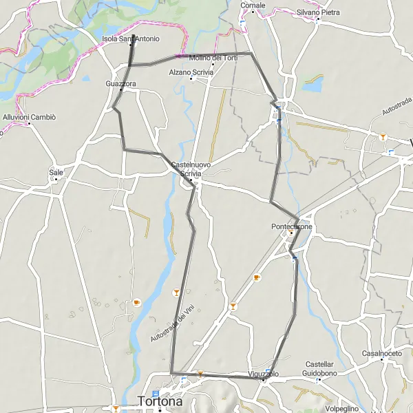 Miniatura della mappa di ispirazione al ciclismo "Tour di cicloturismo in Piemonte" nella regione di Piemonte, Italy. Generata da Tarmacs.app, pianificatore di rotte ciclistiche