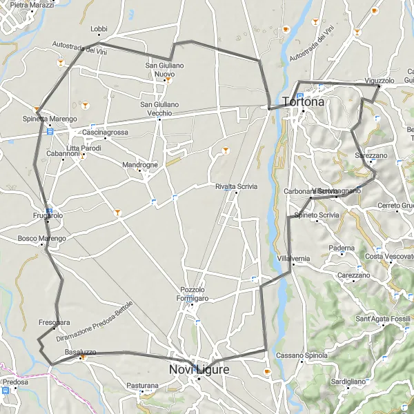 Miniaturní mapa "Kulatá cesta skrz Monte Bosso" inspirace pro cyklisty v oblasti Piemonte, Italy. Vytvořeno pomocí plánovače tras Tarmacs.app