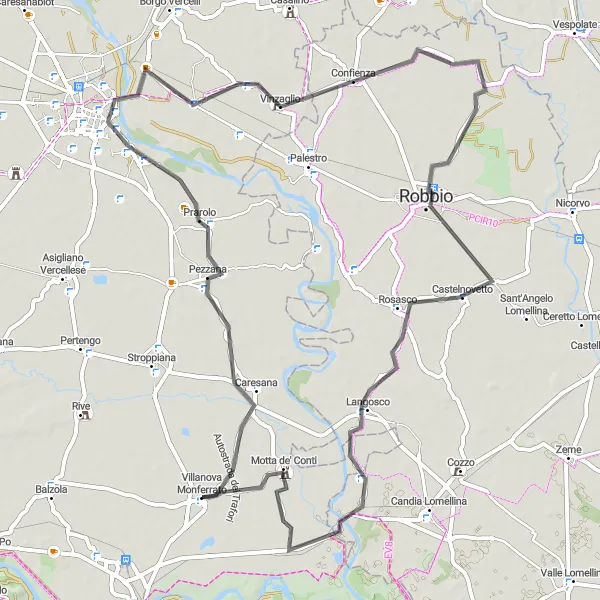 Map miniature of "The Vignetta Vistas" cycling inspiration in Piemonte, Italy. Generated by Tarmacs.app cycling route planner