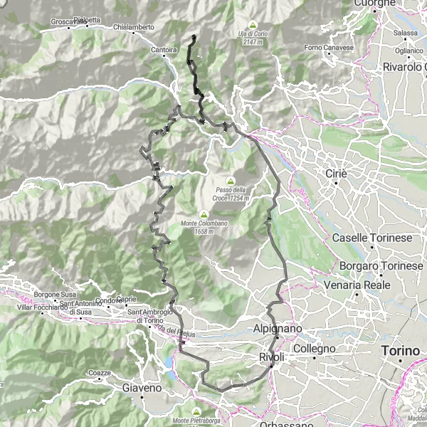 Karten-Miniaturansicht der Radinspiration "Herausfordernde Road-Tour durch das Piemont mit Bergpanoramen" in Piemonte, Italy. Erstellt vom Tarmacs.app-Routenplaner für Radtouren