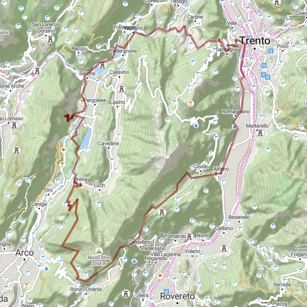 Kartminiatyr av "Grusvei Eventyr i Trento" sykkelinspirasjon i Provincia Autonoma di Trento, Italy. Generert av Tarmacs.app sykkelrutoplanlegger