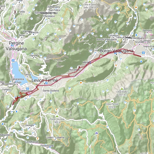 Miniaturekort af cykelinspirationen "Idyllisk gruscykelrute til Puisle og Rocchetta" i Provincia Autonoma di Trento, Italy. Genereret af Tarmacs.app cykelruteplanlægger