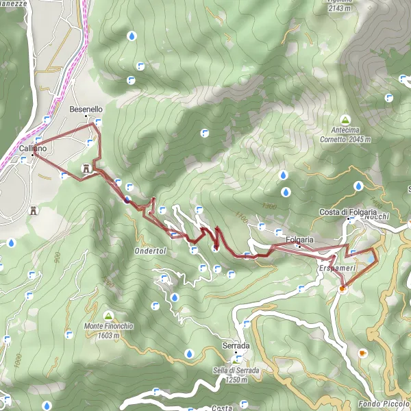 Kartminiatyr av "Grusväg till Folgaria" cykelinspiration i Provincia Autonoma di Trento, Italy. Genererad av Tarmacs.app cykelruttplanerare