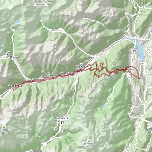 Kartminiatyr av "Gravelcykling till Monte Peller" cykelinspiration i Provincia Autonoma di Trento, Italy. Genererad av Tarmacs.app cykelruttplanerare