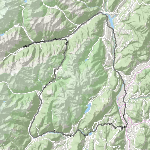Miniatua del mapa de inspiración ciclista "Ruta en Carretera desde Cusiano a Cortina" en Provincia Autonoma di Trento, Italy. Generado por Tarmacs.app planificador de rutas ciclistas