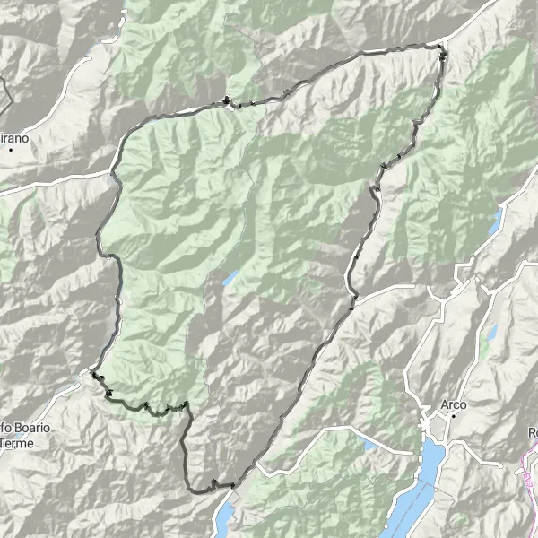 Miniatura mapy "Epicka trasa rowerowa wzdłuż Dolomitów" - trasy rowerowej w Provincia Autonoma di Trento, Italy. Wygenerowane przez planer tras rowerowych Tarmacs.app