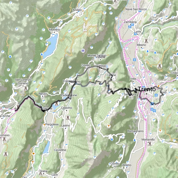 Karten-Miniaturansicht der Radinspiration "Entdecken Sie Trentos schönste Anstiege" in Provincia Autonoma di Trento, Italy. Erstellt vom Tarmacs.app-Routenplaner für Radtouren