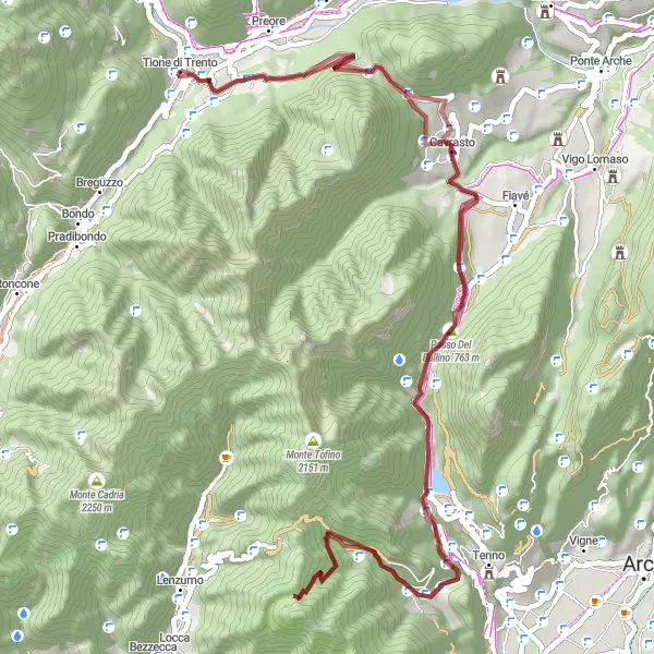 Miniatuurkaart van de fietsinspiratie "Gravelavontuur in de bergen van Trento" in Provincia Autonoma di Trento, Italy. Gemaakt door de Tarmacs.app fietsrouteplanner
