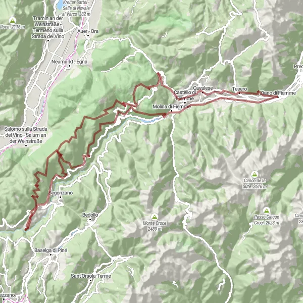 Miniaturekort af cykelinspirationen "Panoramisk Gravel Tour" i Provincia Autonoma di Trento, Italy. Genereret af Tarmacs.app cykelruteplanlægger