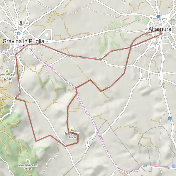Miniatura della mappa di ispirazione al ciclismo "La Via delle Grotte" nella regione di Puglia, Italy. Generata da Tarmacs.app, pianificatore di rotte ciclistiche