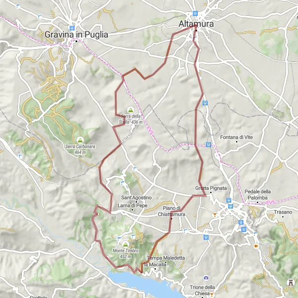 Miniatura della mappa di ispirazione al ciclismo "Alla Scoperta di Monte Igino" nella regione di Puglia, Italy. Generata da Tarmacs.app, pianificatore di rotte ciclistiche