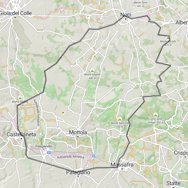 Map miniature of "Castellaneta to San Basilio Loop" cycling inspiration in Puglia, Italy. Generated by Tarmacs.app cycling route planner