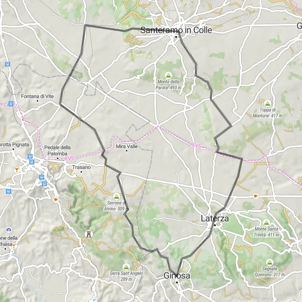 Miniatura della mappa di ispirazione al ciclismo "Giro Stradale di Laterza" nella regione di Puglia, Italy. Generata da Tarmacs.app, pianificatore di rotte ciclistiche