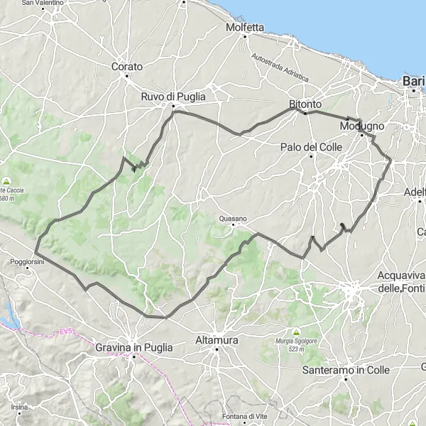 Map miniature of "Norman-Swabian Castle and Scenic Views" cycling inspiration in Puglia, Italy. Generated by Tarmacs.app cycling route planner