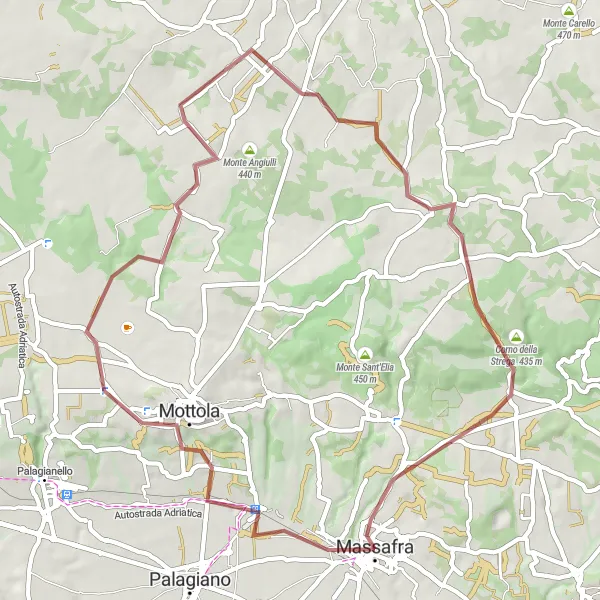 Miniatura della mappa di ispirazione al ciclismo "Gravel sul Monte Imperatore" nella regione di Puglia, Italy. Generata da Tarmacs.app, pianificatore di rotte ciclistiche