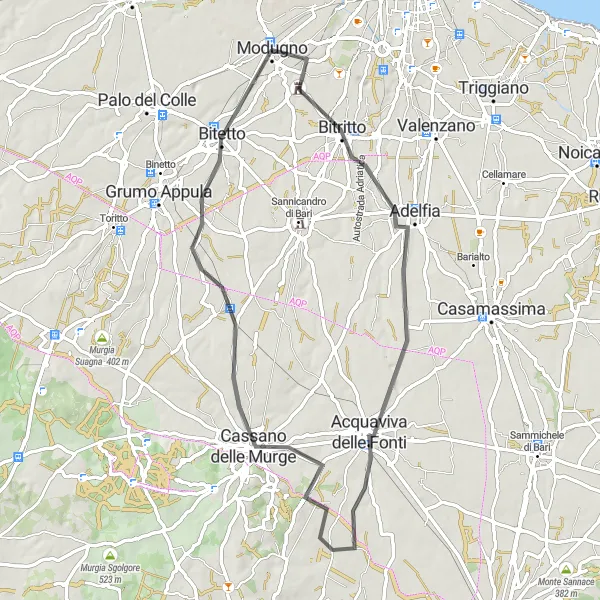 Miniatura della mappa di ispirazione al ciclismo "Il Giro di Adelfia e dintorni in Strada" nella regione di Puglia, Italy. Generata da Tarmacs.app, pianificatore di rotte ciclistiche