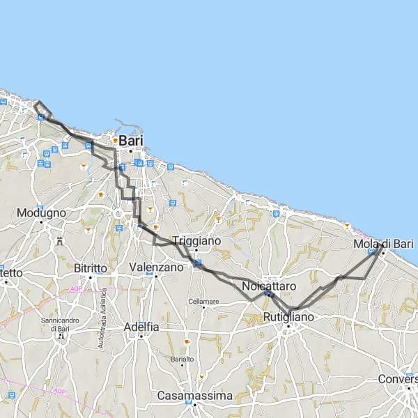 Map miniature of "Azetium Loop" cycling inspiration in Puglia, Italy. Generated by Tarmacs.app cycling route planner