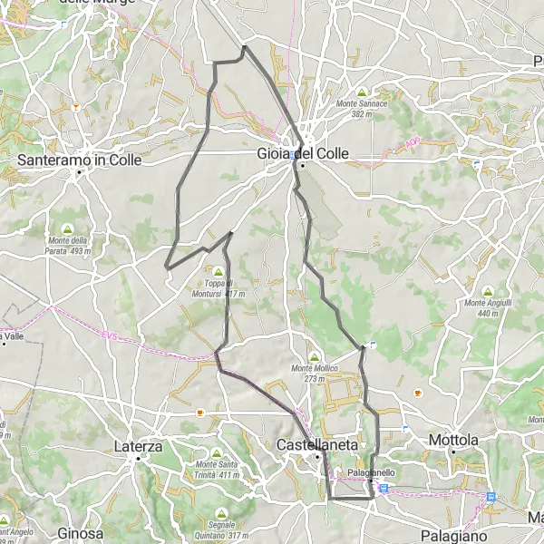 Map miniature of "Palagiano Castellaneta Circuit" cycling inspiration in Puglia, Italy. Generated by Tarmacs.app cycling route planner