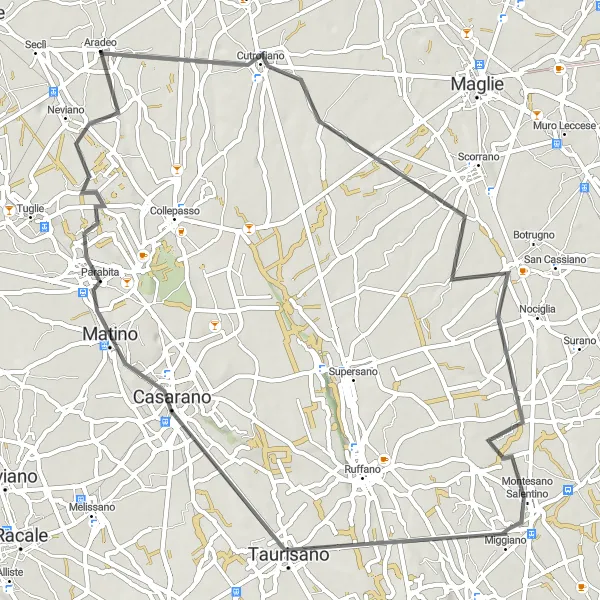 Map miniature of "Wine and Olive Oil Tour" cycling inspiration in Puglia, Italy. Generated by Tarmacs.app cycling route planner