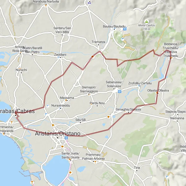 Map miniature of "Sant'Eru de Còngius Circuit" cycling inspiration in Sardegna, Italy. Generated by Tarmacs.app cycling route planner