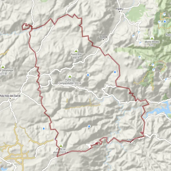 Miniatura della mappa di ispirazione al ciclismo "Cicloavventura Punta Manna" nella regione di Sardegna, Italy. Generata da Tarmacs.app, pianificatore di rotte ciclistiche