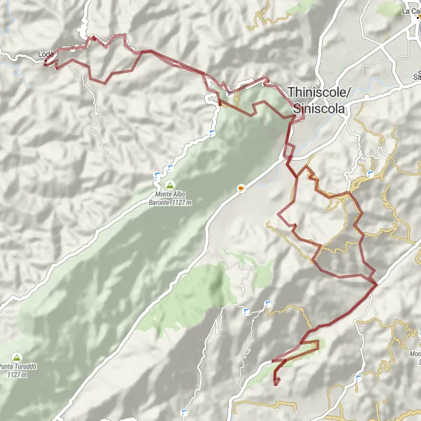 Miniatura della mappa di ispirazione al ciclismo "Ciclovia Fruncu Pedra Bianca" nella regione di Sardegna, Italy. Generata da Tarmacs.app, pianificatore di rotte ciclistiche