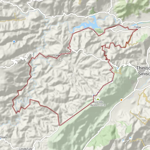 Miniatura della mappa di ispirazione al ciclismo "Esplorazione in Gravel nei dintorni di Torpè" nella regione di Sardegna, Italy. Generata da Tarmacs.app, pianificatore di rotte ciclistiche