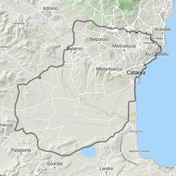 Map miniature of "Epic Sicilian Cycling Tour" cycling inspiration in Sicilia, Italy. Generated by Tarmacs.app cycling route planner