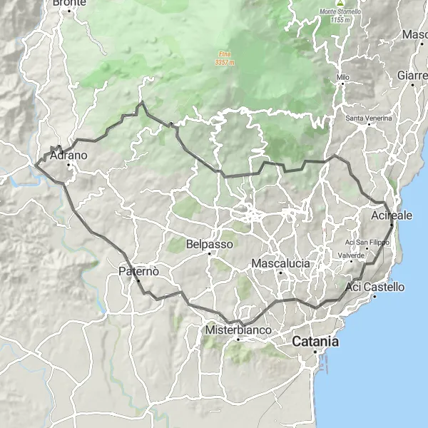 Miniatura della mappa di ispirazione al ciclismo "Esplorazione in road bike tra Ficarazzi e Piano d'Api" nella regione di Sicilia, Italy. Generata da Tarmacs.app, pianificatore di rotte ciclistiche