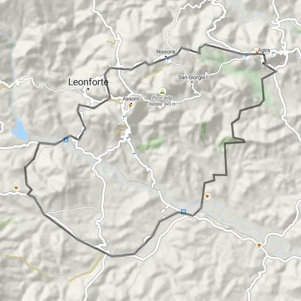 Map miniature of "The Medieval Castle" cycling inspiration in Sicilia, Italy. Generated by Tarmacs.app cycling route planner