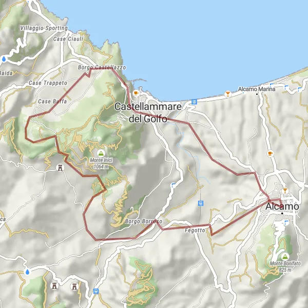 Map miniature of "Coastal Exploration" cycling inspiration in Sicilia, Italy. Generated by Tarmacs.app cycling route planner