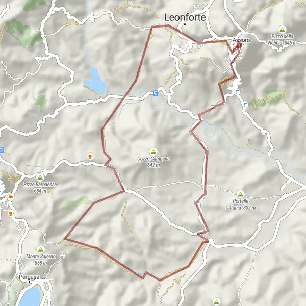 Miniatura della mappa di ispirazione al ciclismo "Periplo in bicicletta da Assoro - Leonforte" nella regione di Sicilia, Italy. Generata da Tarmacs.app, pianificatore di rotte ciclistiche