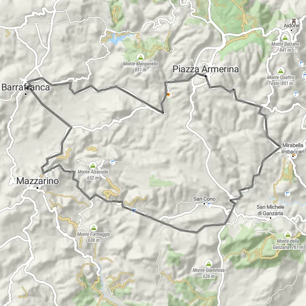Miniatura della mappa di ispirazione al ciclismo "Giro Ciclabile Monte Torre" nella regione di Sicilia, Italy. Generata da Tarmacs.app, pianificatore di rotte ciclistiche
