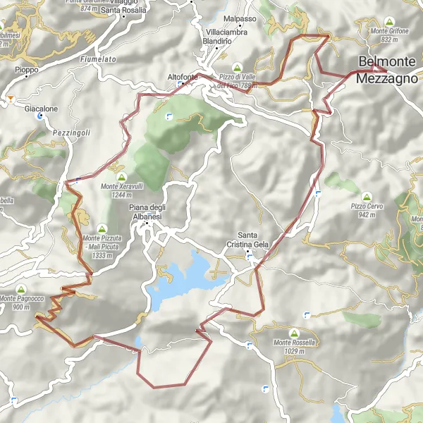 Map miniature of "Nature and Heritage" cycling inspiration in Sicilia, Italy. Generated by Tarmacs.app cycling route planner