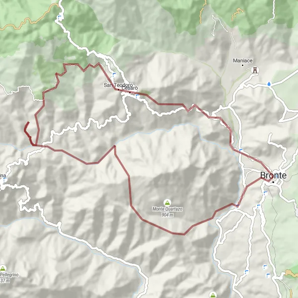Miniatura della mappa di ispirazione al ciclismo "Natura e avventura tra vulcani e vette" nella regione di Sicilia, Italy. Generata da Tarmacs.app, pianificatore di rotte ciclistiche