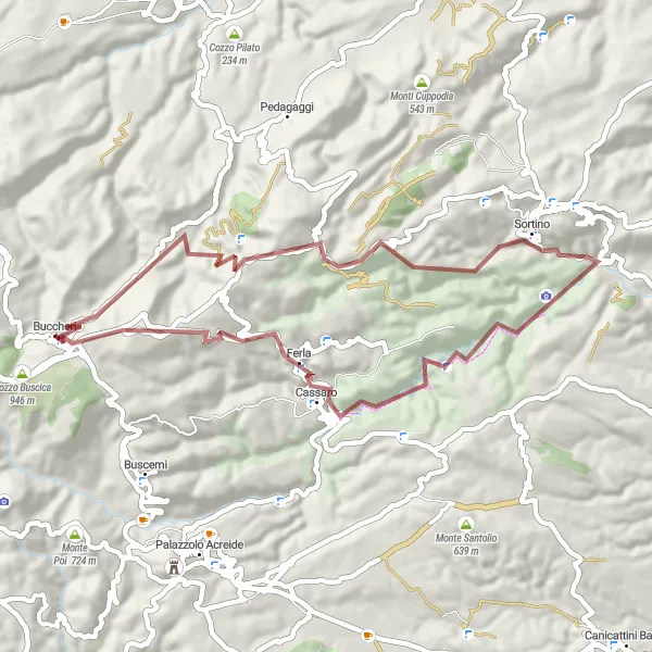 Map miniature of "Gravel Adventure in Sicily" cycling inspiration in Sicilia, Italy. Generated by Tarmacs.app cycling route planner