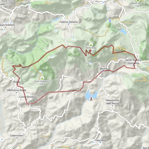 Map miniature of "Tranquil Gravel Journey" cycling inspiration in Sicilia, Italy. Generated by Tarmacs.app cycling route planner