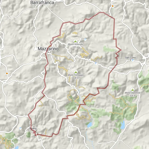 Map miniature of "Gravel Adventure to Monte Navone" cycling inspiration in Sicilia, Italy. Generated by Tarmacs.app cycling route planner