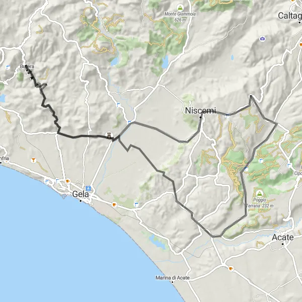 Miniatura della mappa di ispirazione al ciclismo "Circuito del Monte Zai" nella regione di Sicilia, Italy. Generata da Tarmacs.app, pianificatore di rotte ciclistiche