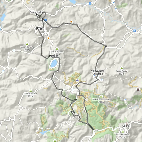 Map miniature of "Enna Loop Road Cycling Route" cycling inspiration in Sicilia, Italy. Generated by Tarmacs.app cycling route planner