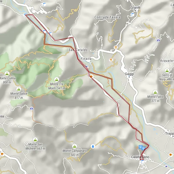 Miniatura della mappa di ispirazione al ciclismo "Motta Camastra Loop" nella regione di Sicilia, Italy. Generata da Tarmacs.app, pianificatore di rotte ciclistiche