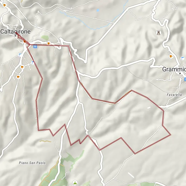 Map miniature of "Gravel Cycling Route to Monte San Giorgio" cycling inspiration in Sicilia, Italy. Generated by Tarmacs.app cycling route planner