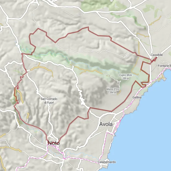 Miniatura della mappa di ispirazione al ciclismo "Suggestioni Siciliane" nella regione di Sicilia, Italy. Generata da Tarmacs.app, pianificatore di rotte ciclistiche